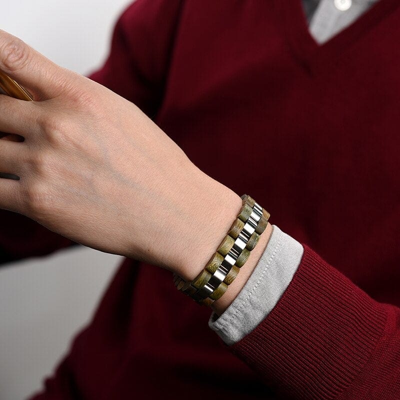 Bracelet Bois et Acier pour Homme Jaxen Wood - Mon Bracelet Homme