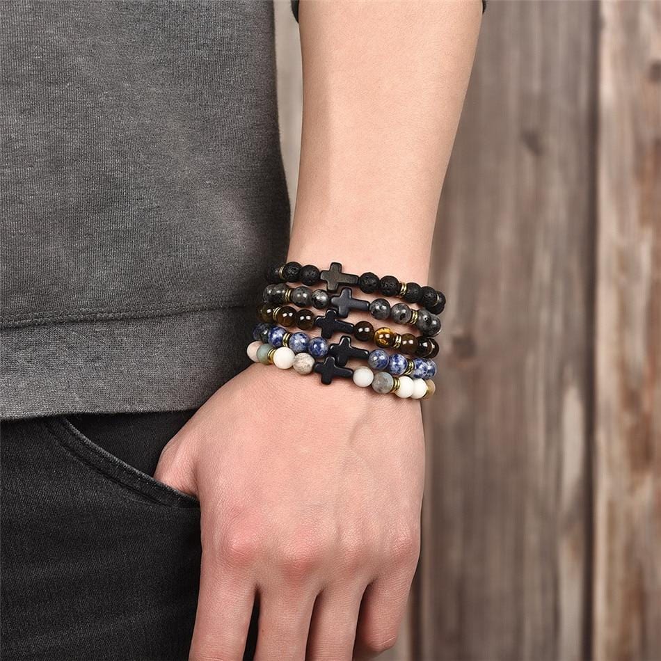 Bracelet Boule Homme avec Croix - Mon Bracelet Homme