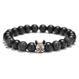Bracelet Bulldog Pierre de Lave Homme en Perle