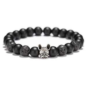 Bracelet Bulldog Pierre de Lave Homme en Perle - Mon Bracelet Homme