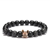 Bracelet Bulldog Pierre de Lave Homme en Perle - Mon Bracelet Homme