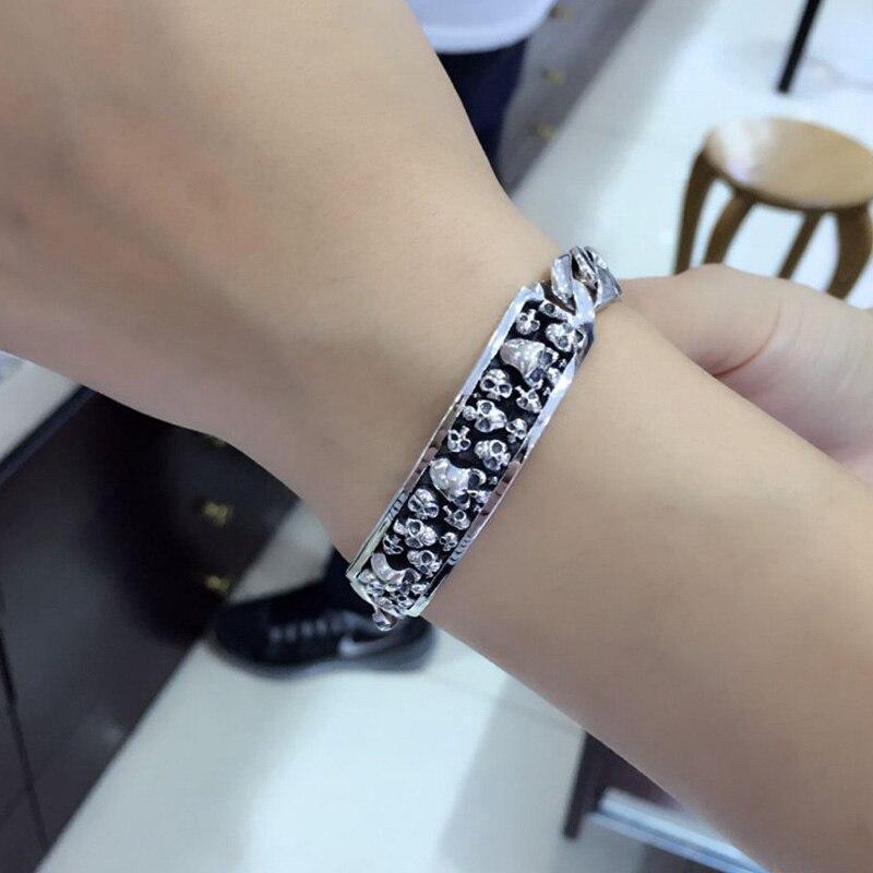 Bracelet Chaîne avec Tête de Mort en Argent Homme - Mon Bracelet Homme
