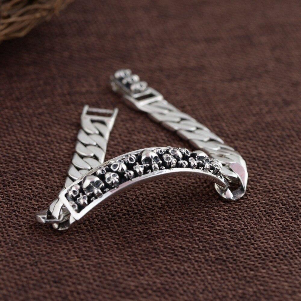 Bracelet Chaîne avec Tête de Mort en Argent Homme - Mon Bracelet Homme