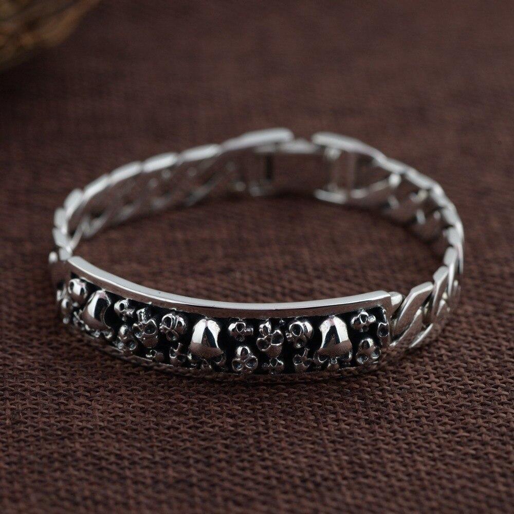 Bracelet Chaîne avec Tête de Mort en Argent Homme - Mon Bracelet Homme