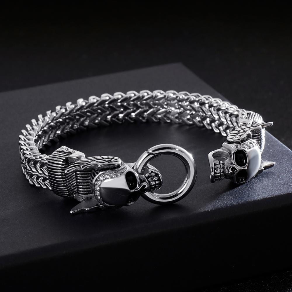 Bracelet Chaîne Crâne en Acier - Mon Bracelet Homme