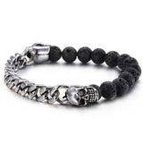 Bracelet Chaîne Crâne Pierre en Acier - Mon Bracelet Homme