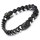 Bracelet Chaîne Crâne Pierre en Acier - Mon Bracelet Homme