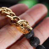 Bracelet Chaîne Crâne Pierre en Acier - Mon Bracelet Homme