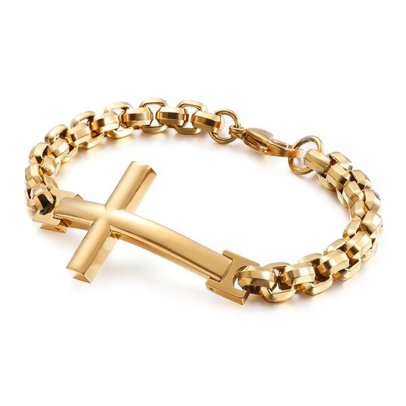 Bracelet Chaîne Croix en Acier - Mon Bracelet Homme