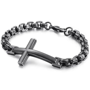 Bracelet Chaîne Croix en Acier - Mon Bracelet Homme