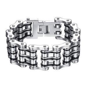 Bracelet Chaîne de Moto 25 Millimètres de Large en Acier Inoxydable Argenté - Mon Bracelet Homme