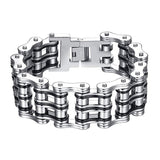 Bracelet Chaîne de Moto 25 Millimètres de Large en Acier Inoxydable Argenté