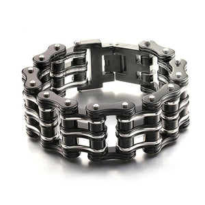 Bracelet Chaîne de Moto 25 Millimètres de Large en Acier Inoxydable Noir - Mon Bracelet Homme