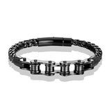 Bracelet Chaîne de Moto à Maillons en Acier Inoxydable Noir Kenji