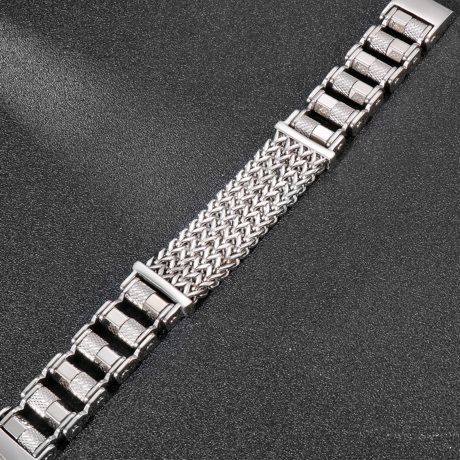 Bracelet Chaîne de Moto à Vis Large Argenté Adonis - Mon Bracelet Homme
