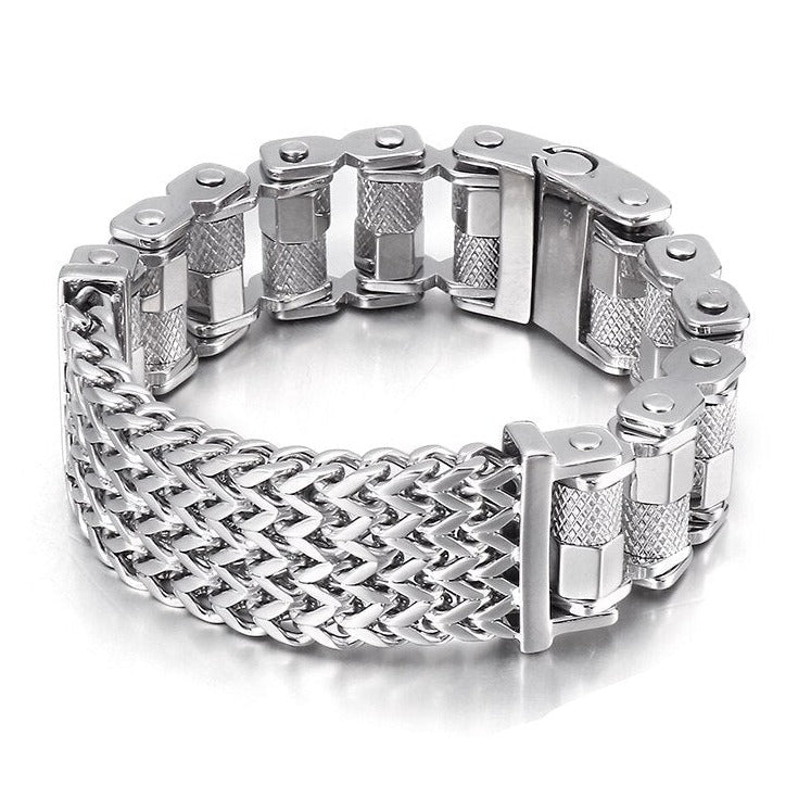 Bracelet Chaîne de Moto à Vis Large Argenté Adonis - Mon Bracelet Homme