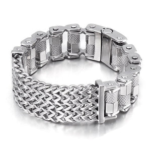 Bracelet Chaîne de Moto à Vis Large Argenté Adonis - Mon Bracelet Homme