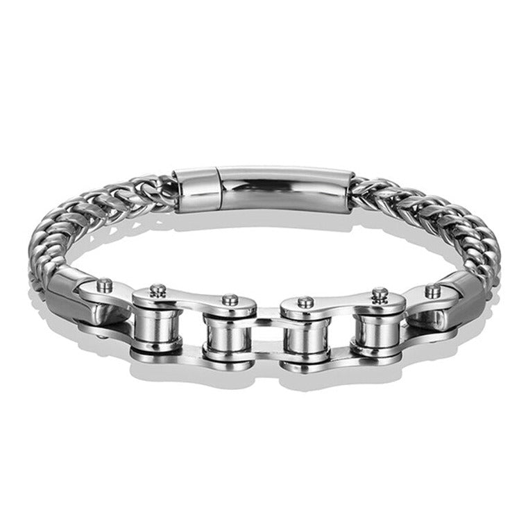Bracelet Chaîne de Moto Argenté à Maillons en Acier Inoxydable Fernando - Mon Bracelet Homme