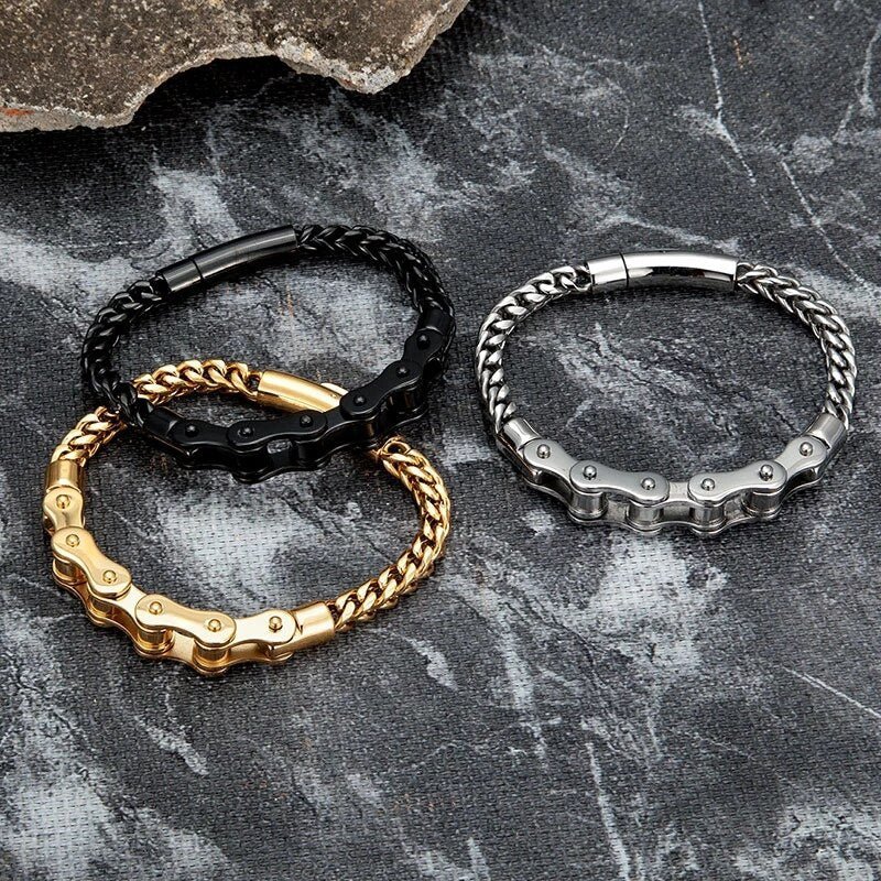 Bracelet Chaîne de Moto Argenté à Maillons en Acier Inoxydable Fernando - Mon Bracelet Homme