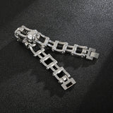 Bracelet Chaîne de Moto Argenté Avec des Têtes de Mort Randy - Mon Bracelet Homme