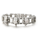 Bracelet Chaîne de Moto Argenté Avec des Têtes de Mort Randy - Mon Bracelet Homme