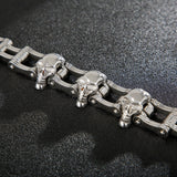 Bracelet Chaîne de Moto Argenté Avec des Têtes de Mort Randy - Mon Bracelet Homme