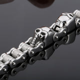 Bracelet Chaîne de Moto Argenté Avec Tête de Mort en Acier Inoxydable Karsyn - Mon Bracelet Homme