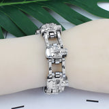 Bracelet Chaîne de Moto Argenté Avec Tête de Mort Major - Mon Bracelet Homme