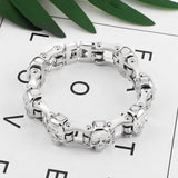 Bracelet Chaîne de Moto Argenté Avec Tête de Mort Major - Mon Bracelet Homme