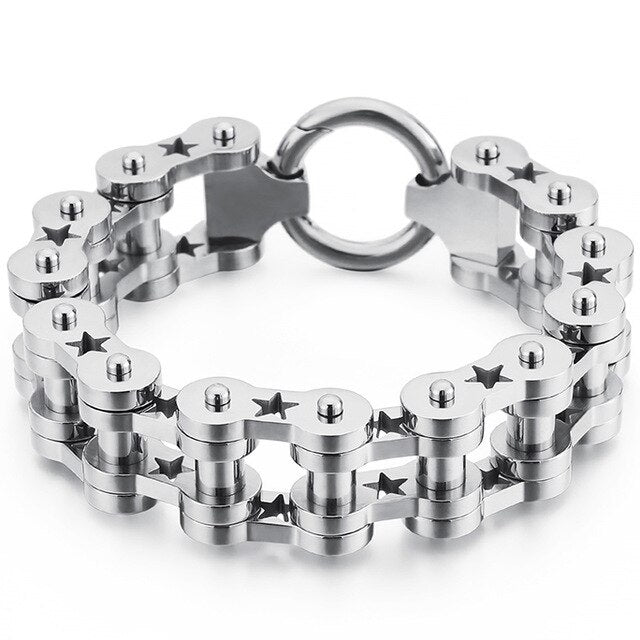 Bracelet Chaîne de Moto Argenté en Acier Inoxydable 18Mm de Large Jaxx - Mon Bracelet Homme