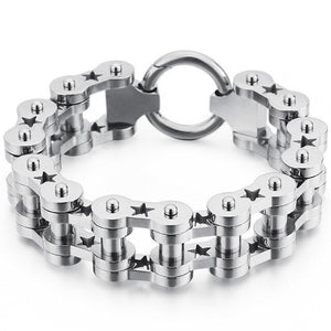 Bracelet Chaîne de Moto Argenté en Acier Inoxydable 18Mm de Large Jaxx - Mon Bracelet Homme