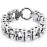 Bracelet Chaîne de Moto Argenté en Acier Inoxydable 18Mm de Large Jaxx - Mon Bracelet Homme