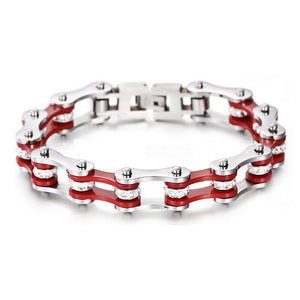 Bracelet Chaîne de Moto Argenté en Acier Inoxydable et en Zircon Boston - Mon Bracelet Homme