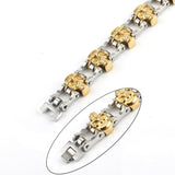 Bracelet Chaîne de Moto Argenté et Doré Avec Tête de Mort Maxwell - Mon Bracelet Homme