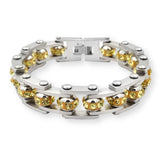 Bracelet Chaîne de Moto Avec Strass Doré