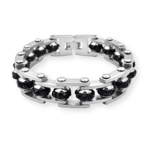 Bracelet Chaîne de Moto Avec Strass Noir - Mon Bracelet Homme