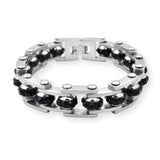 Bracelet Chaîne de Moto Avec Strass Noir