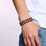 Bracelet Chaîne de Moto Bleu et Orange en Acier - Mon Bracelet Homme