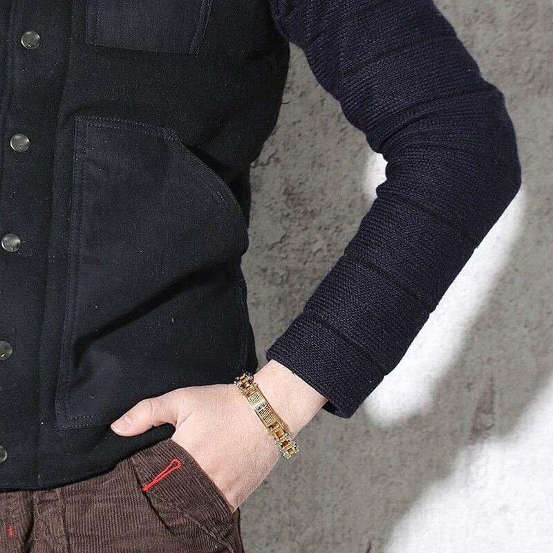 Bracelet Chaîne de Moto Chrétien en Acier - Mon Bracelet Homme