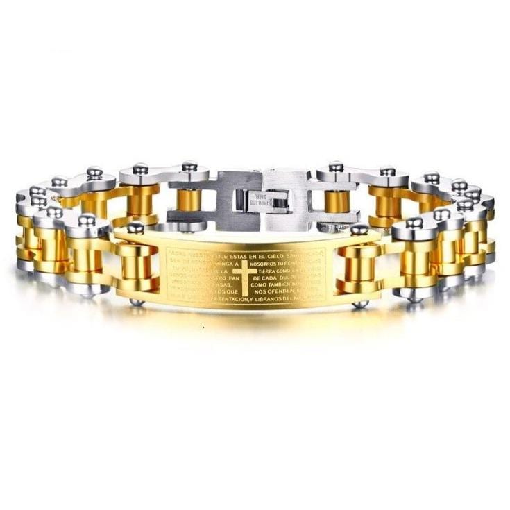Bracelet Chaîne de Moto Chrétien en Acier - Mon Bracelet Homme