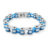 Bracelet Chaîne de Moto Coloré Bleu en Acier Inoxydable Dominic