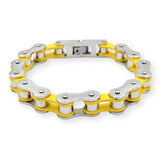 Bracelet Chaîne de Moto Coloré en Acier Inoxydable Argenté et Jaune Anders - Mon Bracelet Homme