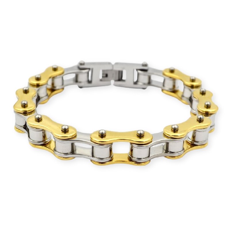 Bracelet Chaîne de Moto Coloré en Acier Inoxydable Doré Jonas - Mon Bracelet Homme