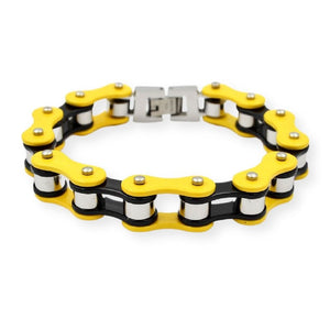 Bracelet Chaîne de Moto Coloré en Acier Inoxydable Jaune et Noir Maurice - Mon Bracelet Homme