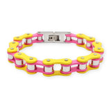 Bracelet Chaîne de Moto Coloré en Acier Inoxydable Jaune et Rose Lance - Mon Bracelet Homme