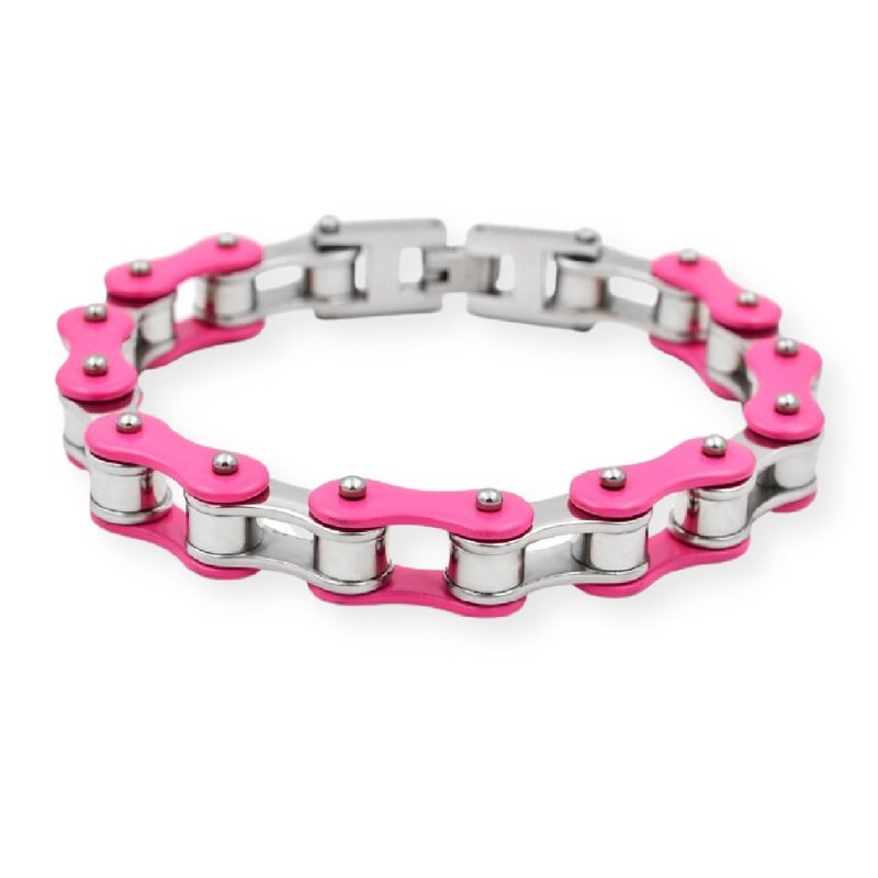 Bracelet Chaîne de Moto Coloré Rose en Acier Inoxydable Ermias - Mon Bracelet Homme
