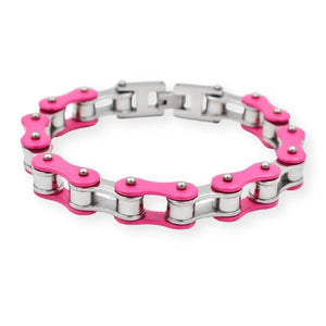 Bracelet Chaîne de Moto Coloré Rose en Acier Inoxydable Ermias - Mon Bracelet Homme
