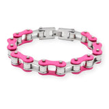 Bracelet Chaîne de Moto Coloré Rose en Acier Inoxydable Ermias