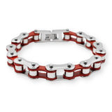 Bracelet Chaîne de Moto Coloré Rouge en Acier Inoxydable Fletcher - Mon Bracelet Homme