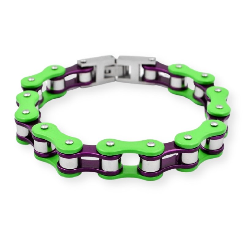 Bracelet Chaîne de Moto Coloré Vert en Acier Inoxydable Cash - Mon Bracelet Homme